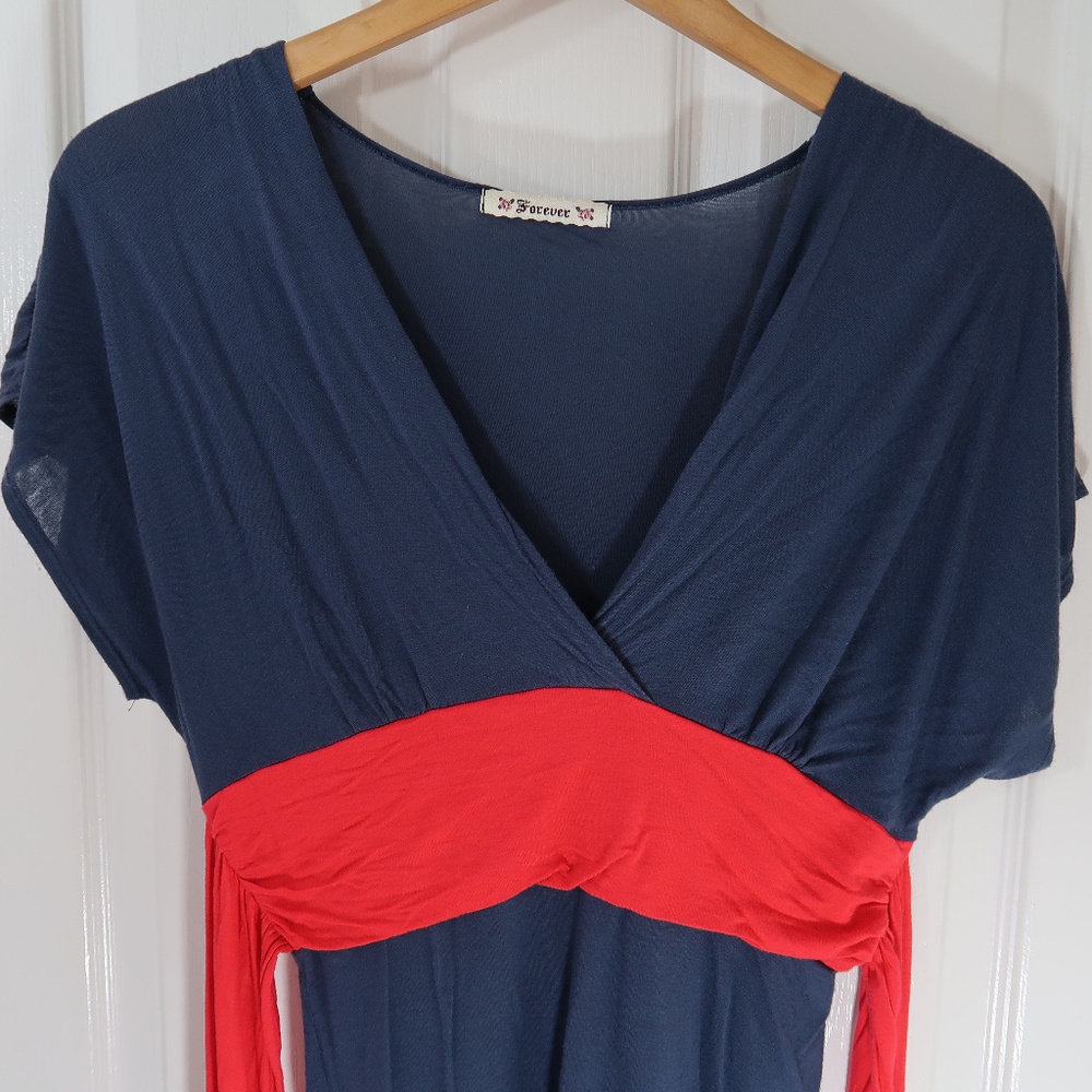 Women Navy Blue Forever 21 Blouse, Size Medium